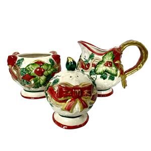 Fitz & Floyd OCI Sri Lanka 3-Pieces-Baroque Creamer Sugar/No Lid & One Shaker